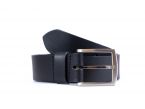 Ceinture cuir 40mm noir, boucle massive et élégante acier gris satiné 4067