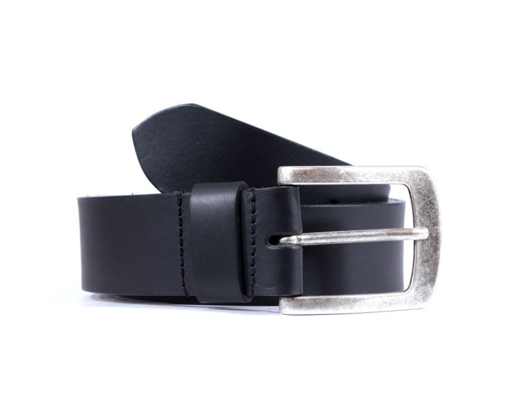 Ceinture cuir 40mm noir, boucle acier vieilli belle presence 4071