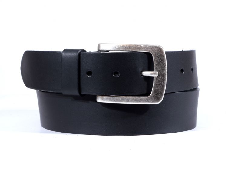 Ceinture cuir 40mm noir, boucle acier vieilli belle presence 4071