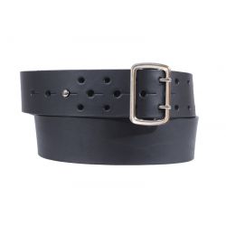 Ceinture en cuir noir style militaire 4080
