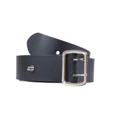 Ceinture en cuir noir style militaire 4080