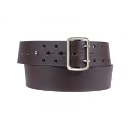 Ceinture en cuir marron perforations style armée 4080