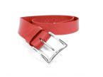 Ceinture cuir rouge, boucle rectangle acier poli 4032