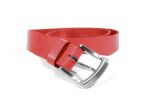 Ceinture cuir rouge, boucle robuste satinée 4048