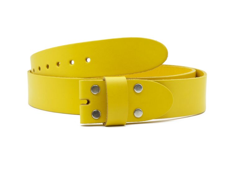 Ceinture sans boucle en cuir jaune - 40 mm - 1003