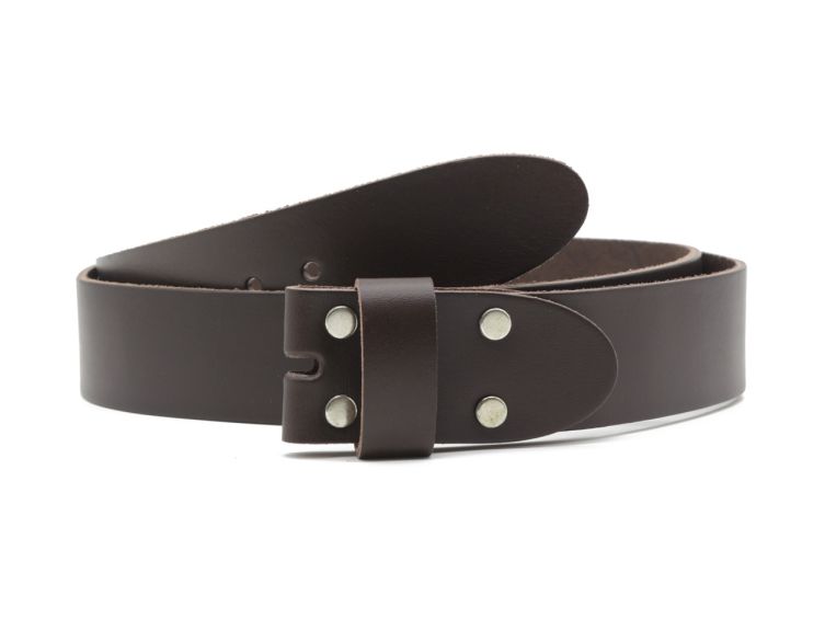 Ceinture sans boucle en cuir marron - 40 mm - 1003