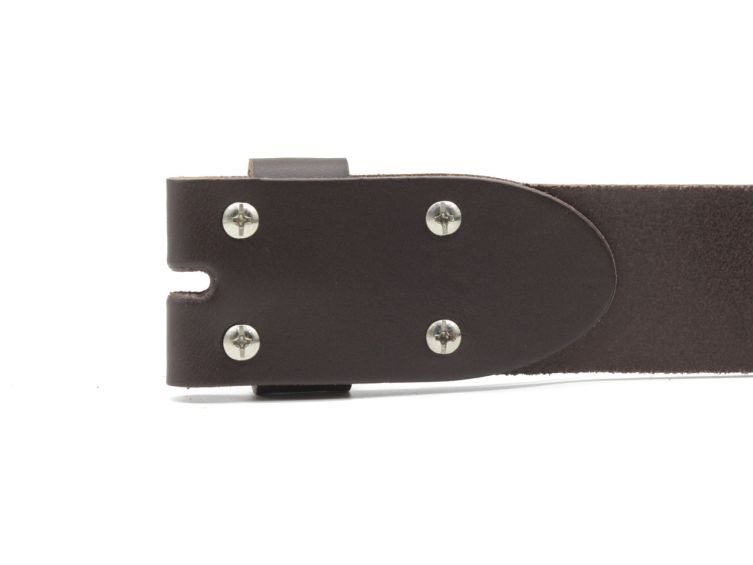 Ceinture sans boucle en cuir marron - 40 mm - 1003