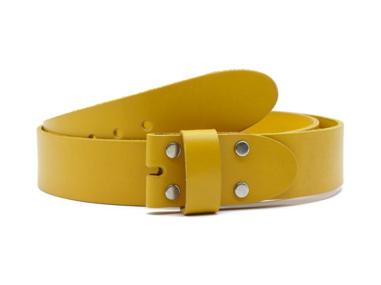 Ceinture sans boucle en cuir moutarde - 40 mm - 1003