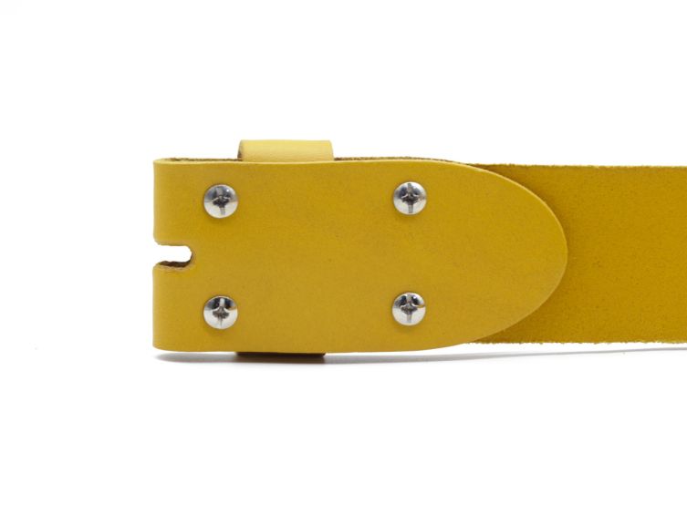 Ceinture sans boucle en cuir moutarde - 40 mm - 1003