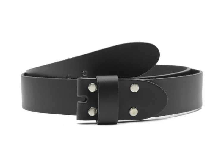 Ceinture sans boucle en cuir noir - 40 mm - 1003