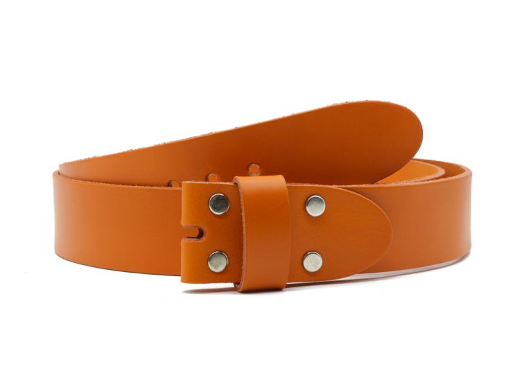 Ceinture sans boucle en cuir orange - 40 mm - 1003
