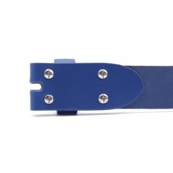 Ceinture sans boucle en cuir bleu royal - 35 mm - 1002