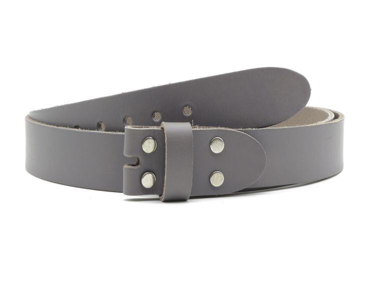 Ceinture sans boucle en cuir gris moyen - 35 mm - 1002
