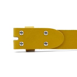 Ceinture sans boucle en cuir moutarde - 35 mm - 1002
