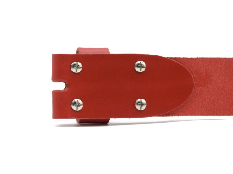 Ceinture sans boucle en cuir rouge - 45 mm - 1004