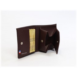 Porte-monnaie carré en cuir marron - 133