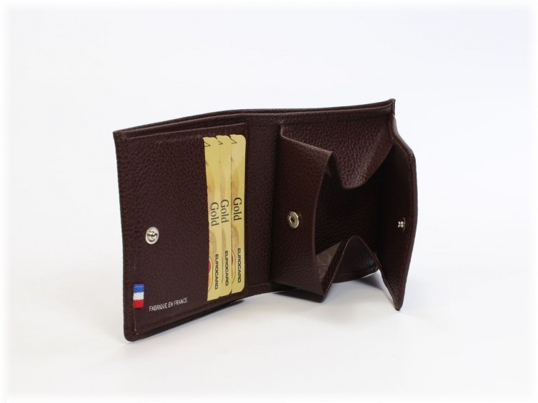  Porte-monnaie carré en cuir marron 133 