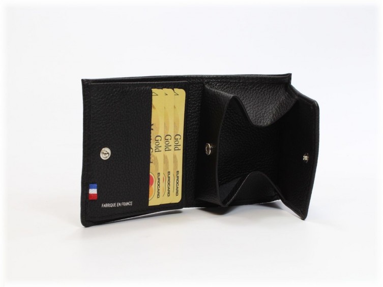  Porte-monnaie carré en cuir noir 133 