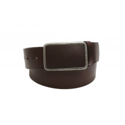 Ceinture en cuir marron foncé boucle cuir lisse - 4090