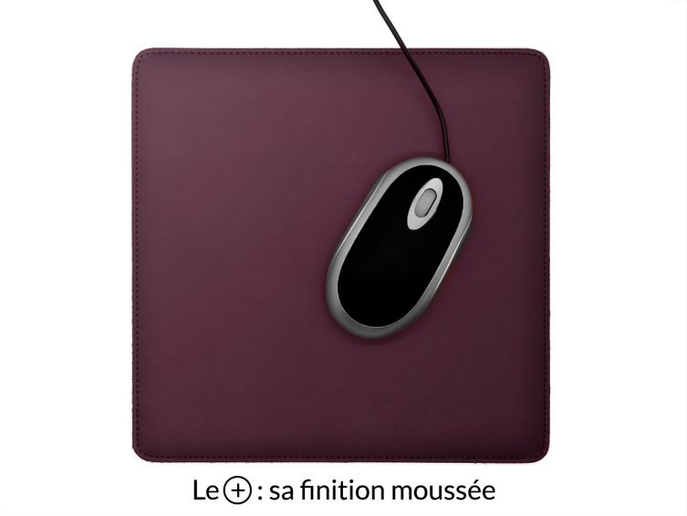 Tapis souris cossu en cuir bordeaux