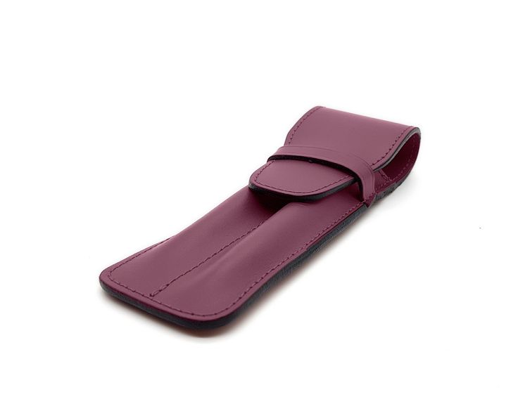 Etui 2 stylos en cuir bordeaux