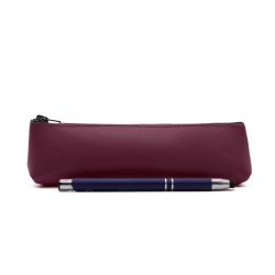 Petite trousse triangle en cuir bordeaux
