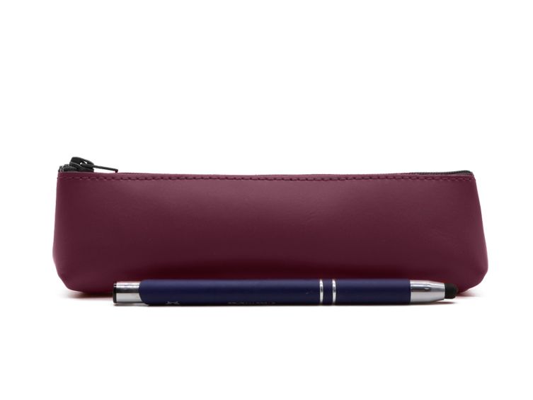 Petite trousse triangle en cuir bordeaux