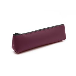 Petite trousse triangle en cuir bordeaux