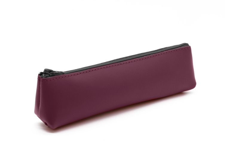 Petite trousse triangle en cuir bordeaux