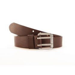 Ceinture homme en cuir marron double perforation