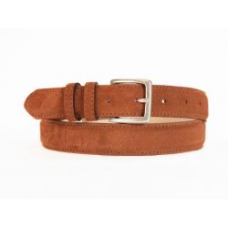 Ceinture cuir velours gold bombé, boucle finition acier vieilli rectangulaire - 3054
