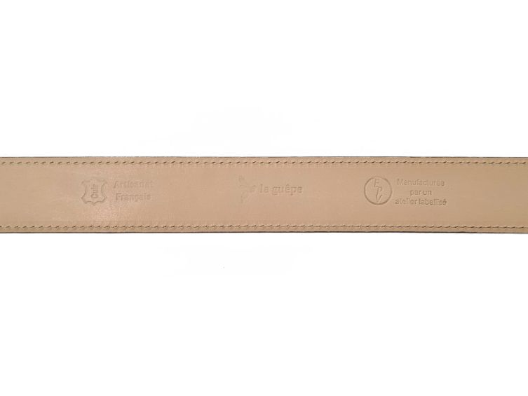 Ceinture sans boucle en cuir lisse noir 35 mm pour boucle à pince