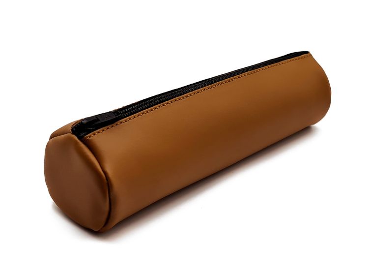 Grande trousse ronde en cuir gold