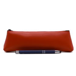Grande trousse triangle en cuir rouge coquelicot