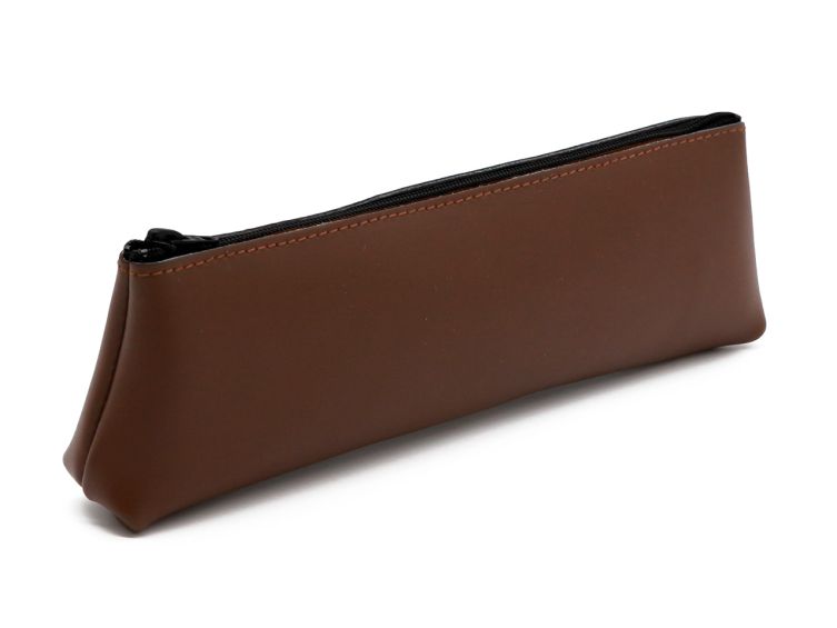 Grande trousse triangle en cuir marron 