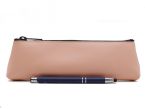 Grande trousse triangle en cuir rose