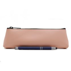 Grande trousse triangle en cuir rose