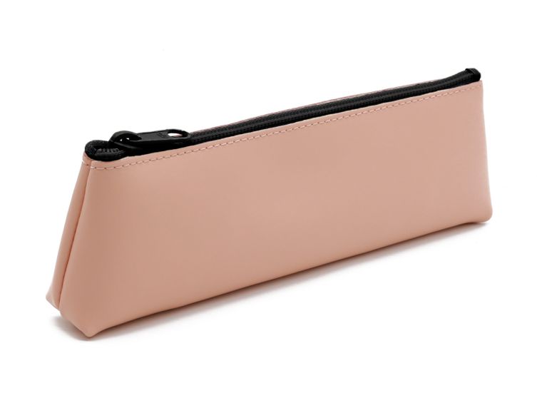 Grande trousse triangle en cuir rose