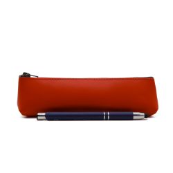 Petite trousse triangle en cuir rouge coquelicot