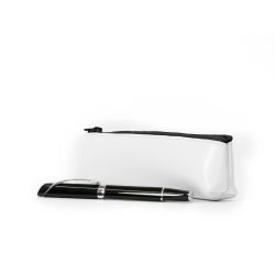 Petite trousse triangle en cuir blanc 