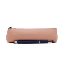 Petite trousse triangle en cuir rose