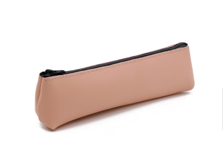 Petite trousse triangle en cuir rose