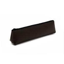 Petite trousse triangle en cuir marron foncé