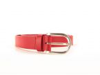 Ceinture cuir doublé rouge, boucle rectangle acier poli 5029 