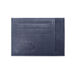 Porte-cartes ouvert "Luxe" tout cuir bleu 6 Cartes - PM-013-01 