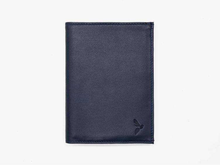 Portefeuille "Luxe" en cuir bleu - 13 cm, 2 volets - PM-001-01