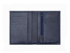 Portefeuille "Luxe" en cuir bleu - 13 cm, 2 volets - PM-001-01