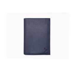 Portefeuille "Luxe" en cuir bleu - 13 cm, 3 volets - PM-002-01