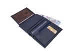 Portefeuille "Luxe" en cuir bleu - 13 cm, 3 volets - PM-002-01