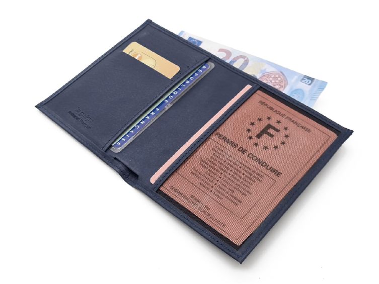 Fin portefeuille "Luxe" en cuir bleu protège l'essentiel - 12 cm - PM-021-01